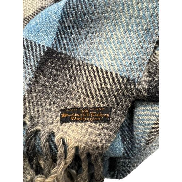 Vtg Woodward & Lothrop England Plaid Wool Small Throw Lap Blanket 50"x40" - Picture 7 of 10